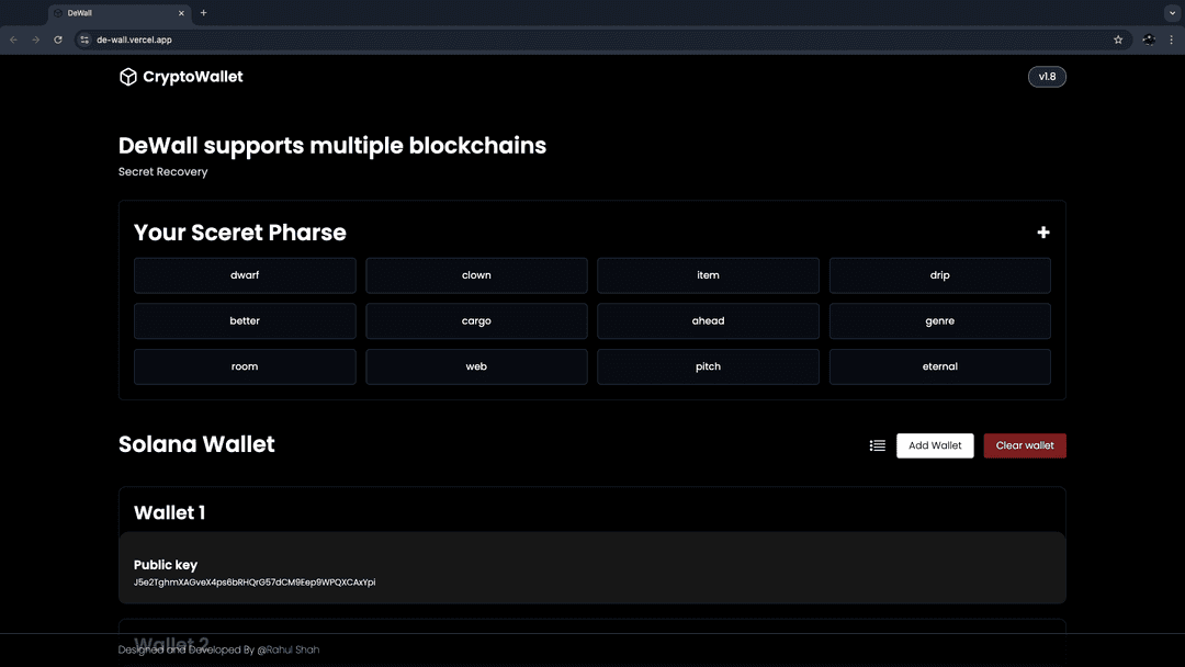 Decentralized wallet - DeWall